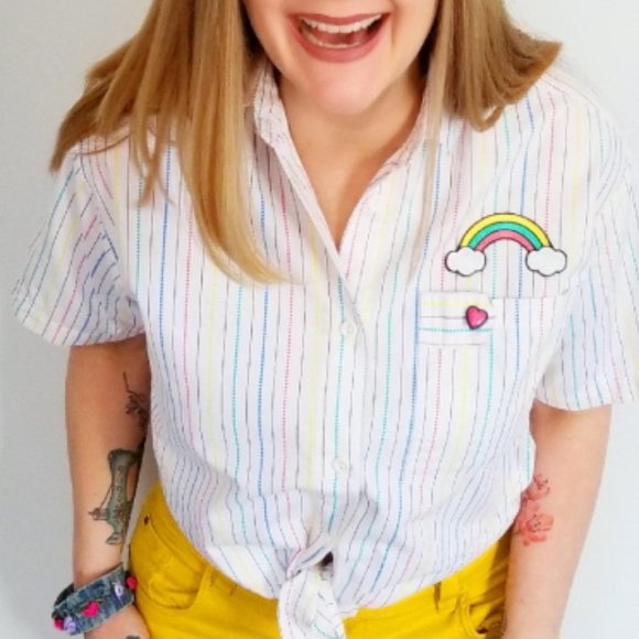 Refashioned Rainbow Blouse (M/L) - Picture 1 of 7